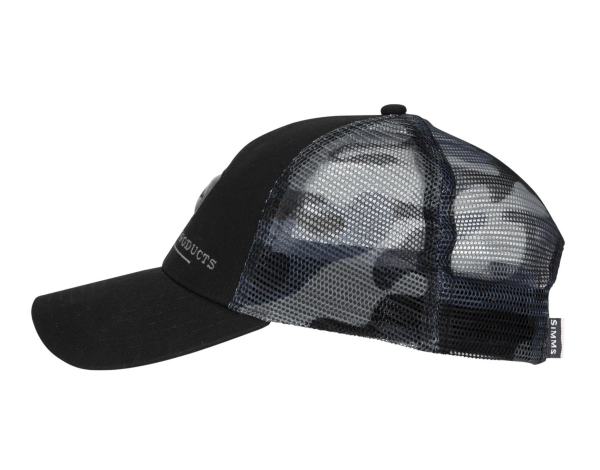 Simms Musky Icon Trucker Hat Woodland Camo Storn Side